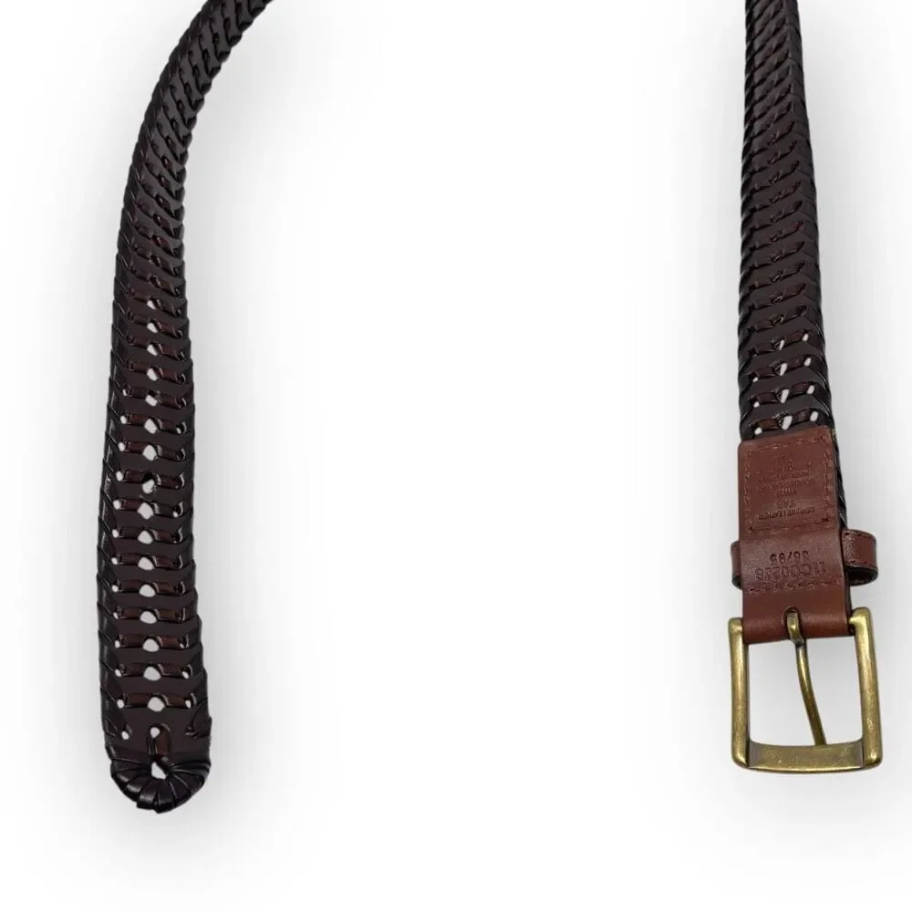 Columbia Belt Brown Leather Woven Braided Classic Preppy Sleek Men’s Size 38
